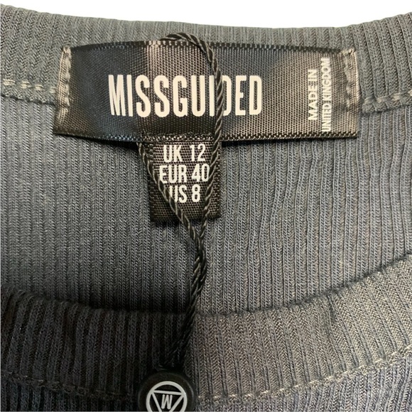 Missguided New With Tags fine rib racer vest in charcoal size 8 - Picture 12 of 16